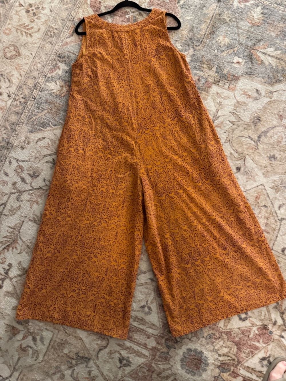 Sleeveless Wide-Leg Jumpsuit in Burnt Orange Floral - Picture 4 of 6